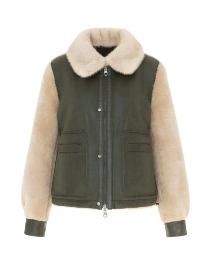 Khaki shearling Bomber