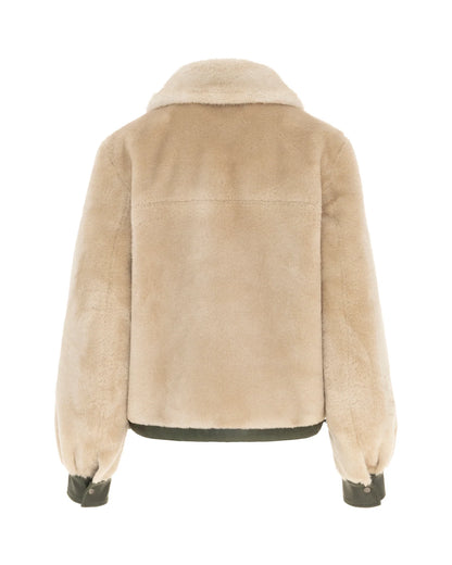 Khaki shearling Bomber
