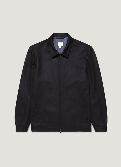 Boiled Wool Harrington Jacket - Navy