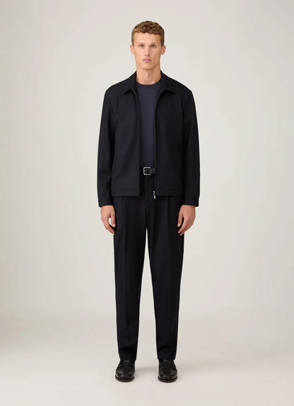 Boiled Wool Harrington Jacket - Navy
