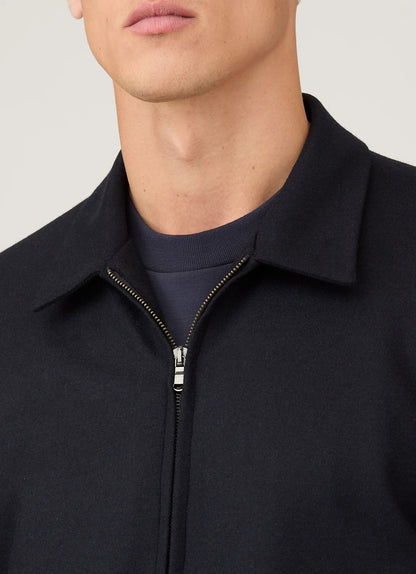 Boiled Wool Harrington Jacket - Navy