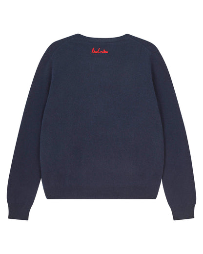 Cashmere 'Naughty But Nice' Crew Navy