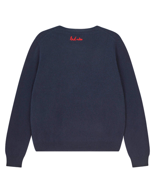 Cashmere 'Naughty But Nice' Crew Navy