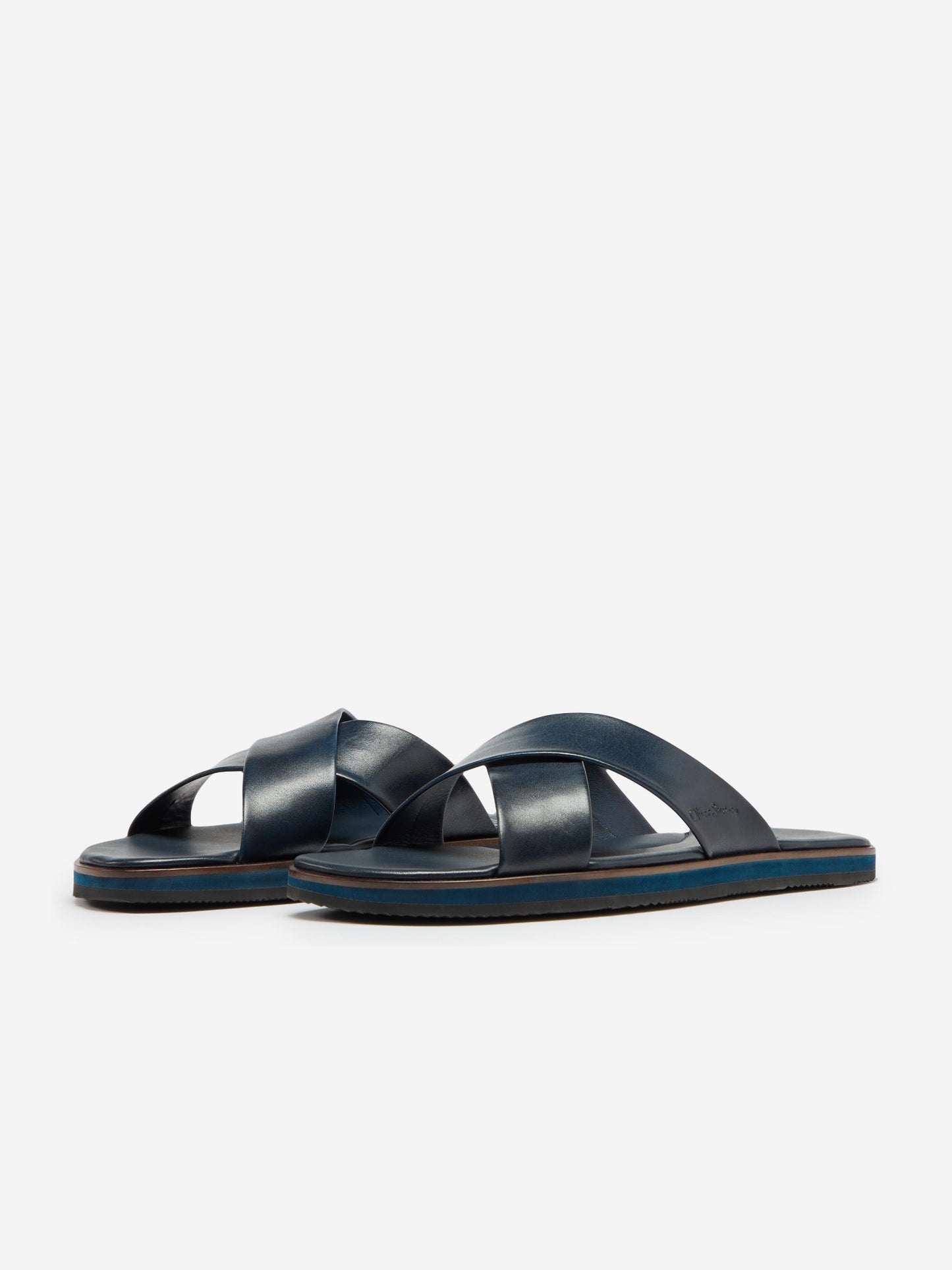 Chesil Navy Leather Sandal