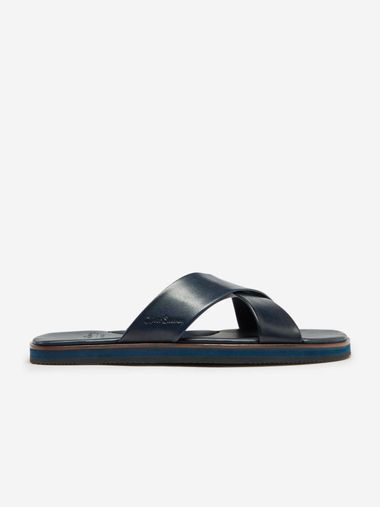 Chesil Navy Leather Sandal
