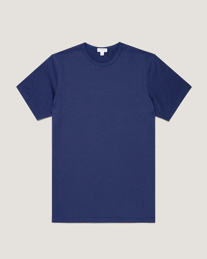 Blue t-shirt on a light gray background