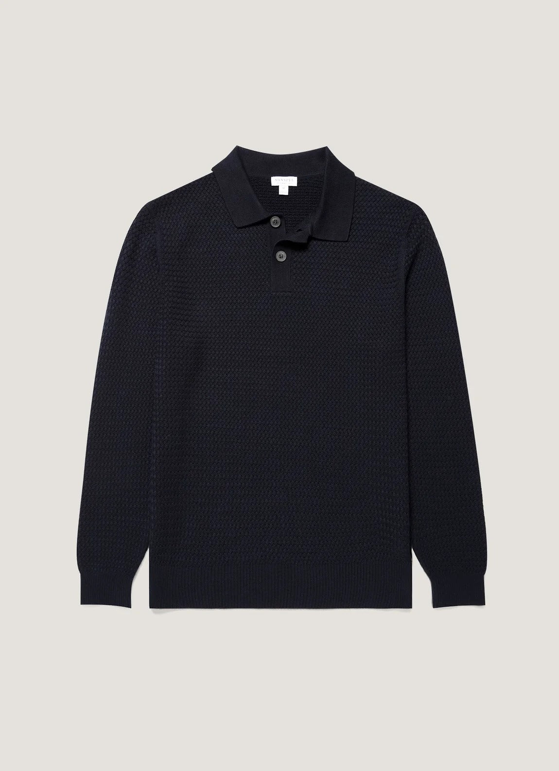 Cotton Basketweave Polo Shirt - Navy