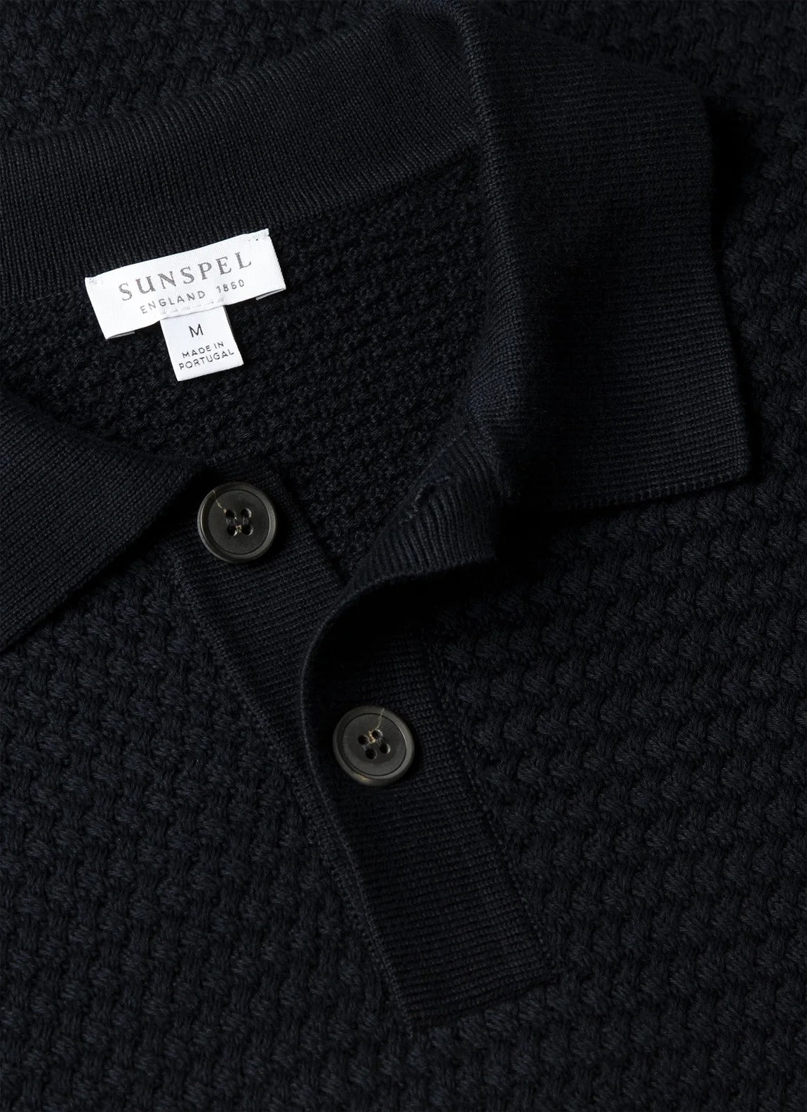 Cotton Basketweave Polo Shirt - Navy