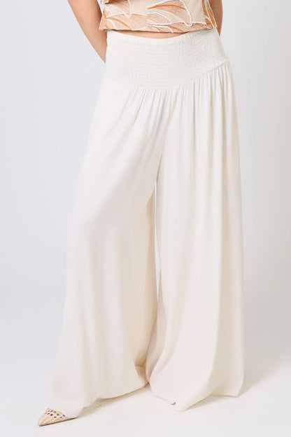 Aurora Wide Leg Trouser - Cream Tea