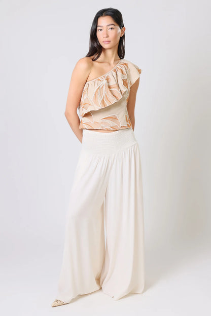 Aurora Wide Leg Trouser - Cream Tea