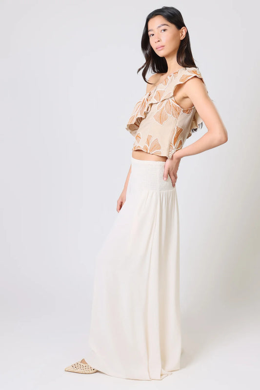 Aurora Wide Leg Trouser - Cream Tea