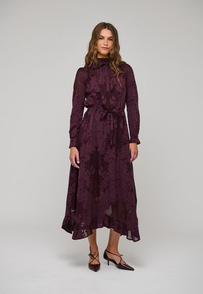 Lycia Sleeveless Dress with Drawstring in Flora Berry Wine