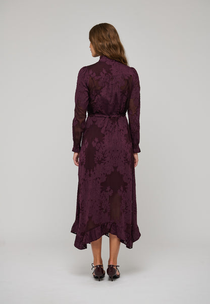 Lycia Sleeveless Dress with Drawstring in Flora Berry Wine