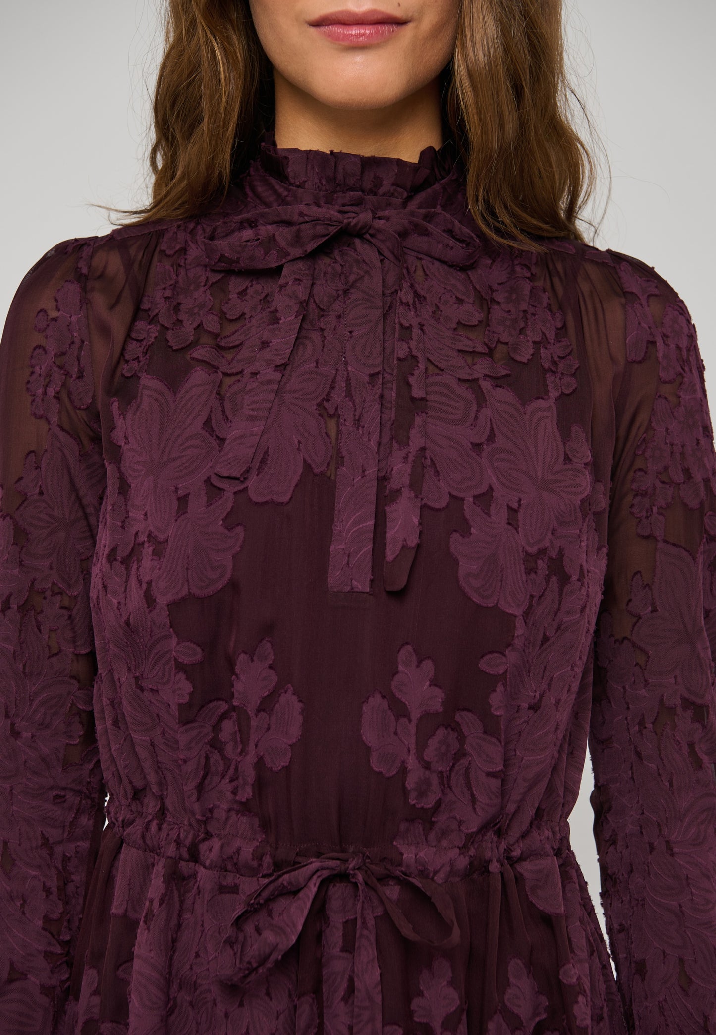 Lycia Sleeveless Dress with Drawstring in Flora Berry Wine
