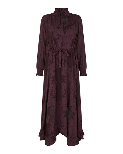 Lycia Sleeveless Dress with Drawstring in Flora Berry Wine