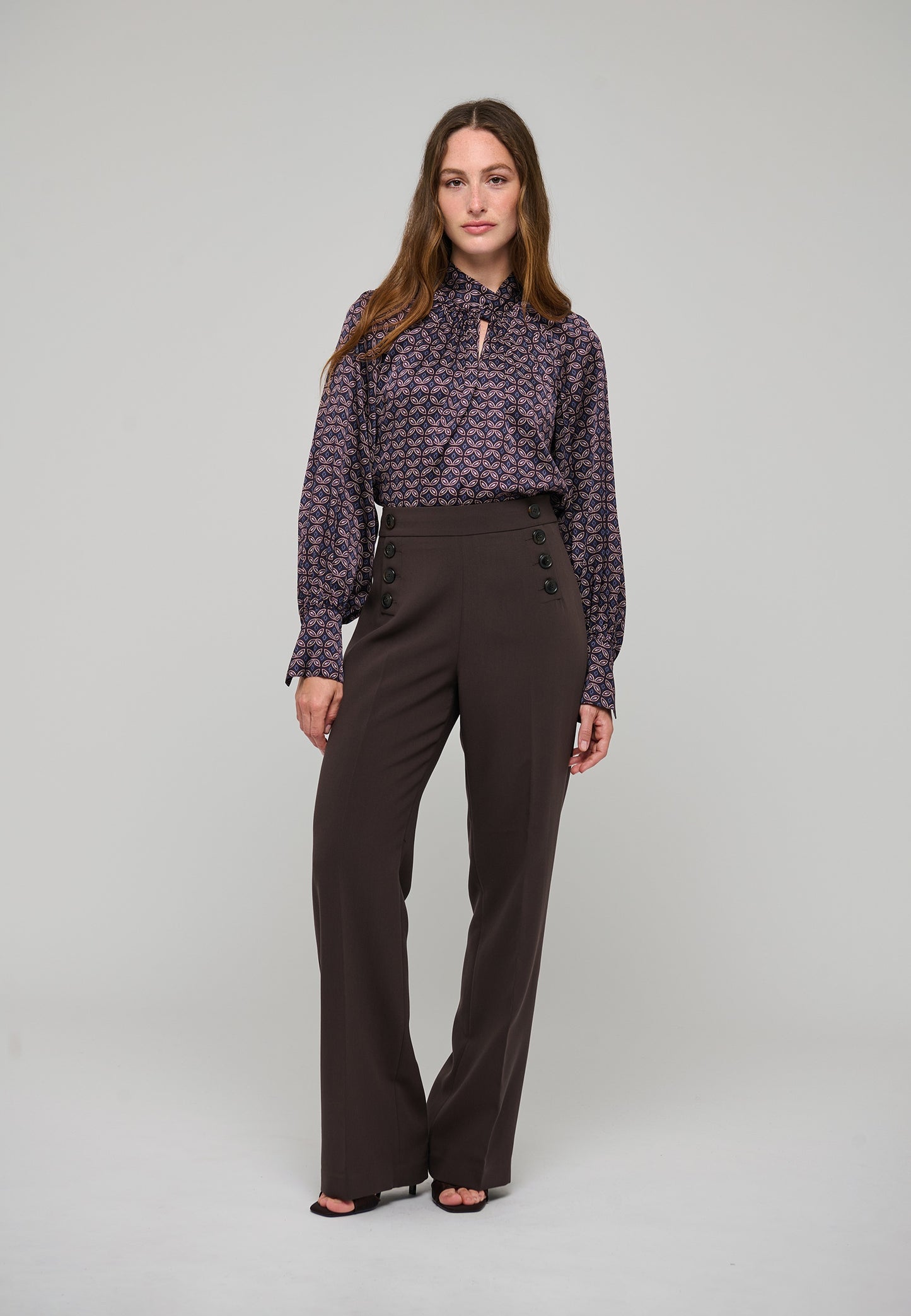 Madelaine Blouse with Drape Detail in Eclipse Moonlight