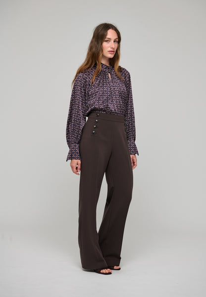Madelaine Blouse with Drape Detail in Eclipse Moonlight
