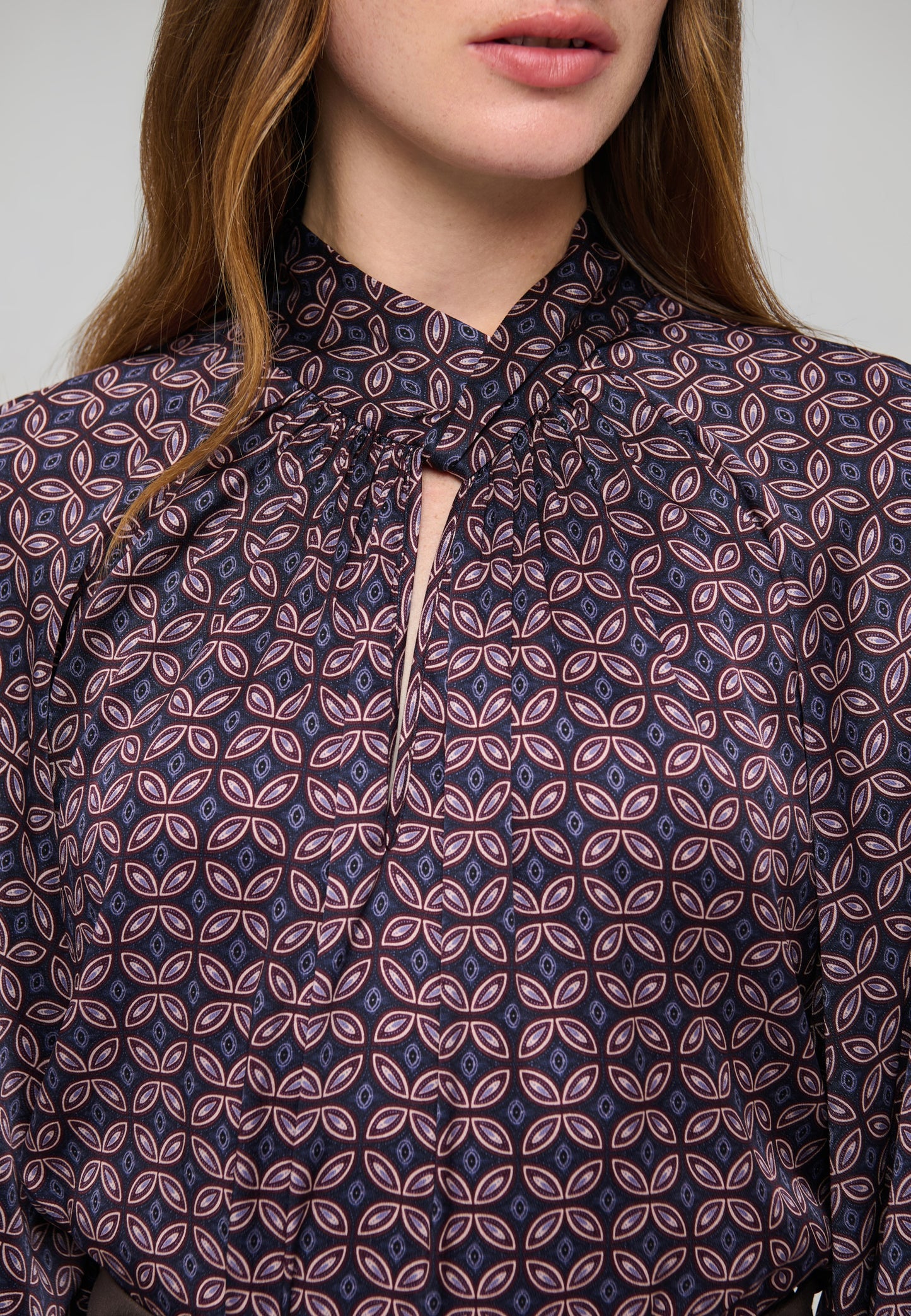 Madelaine Blouse with Drape Detail in Eclipse Moonlight