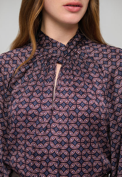 Madelaine Blouse with Drape Detail in Eclipse Moonlight
