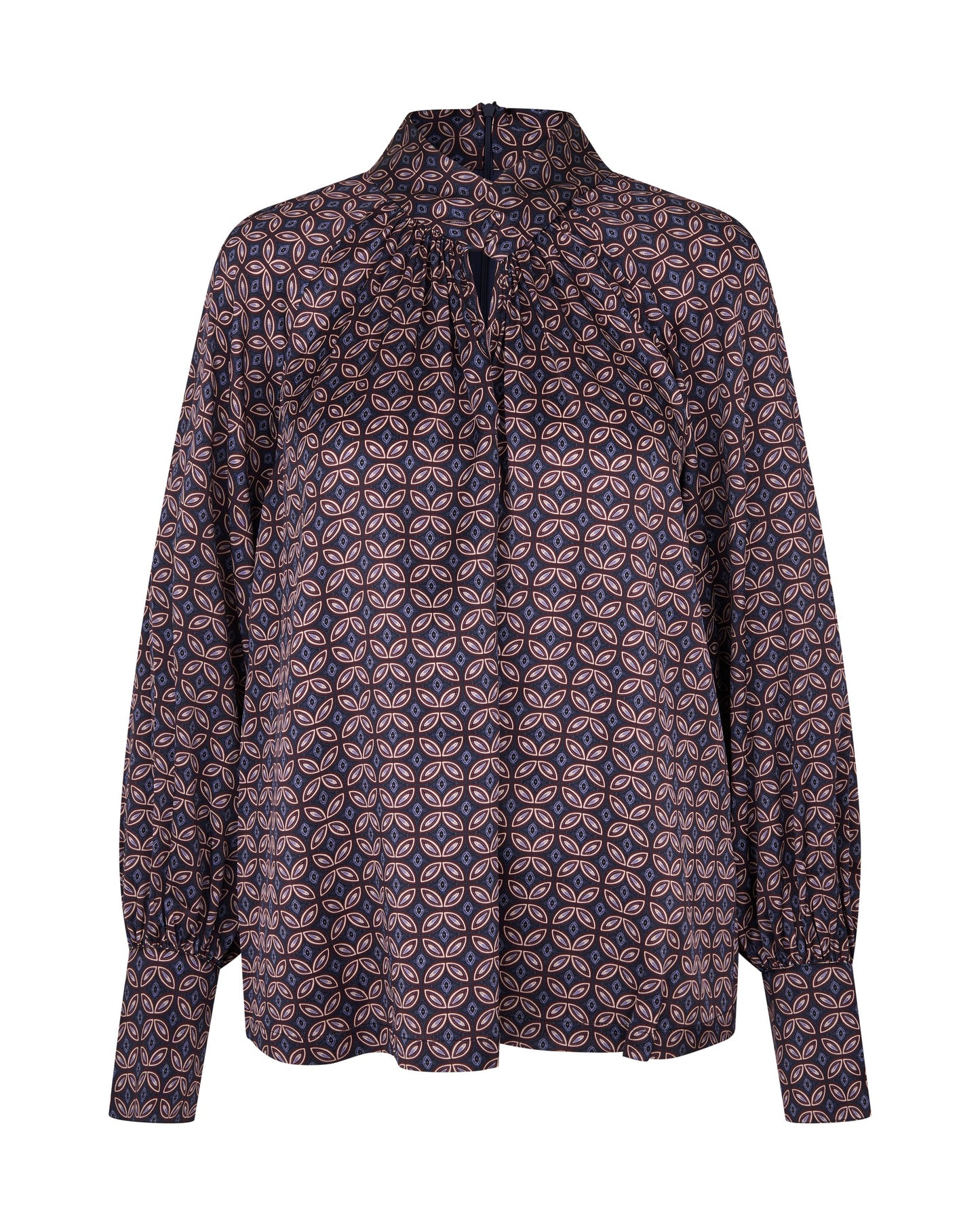 Madelaine Blouse with Drape Detail in Eclipse Moonlight