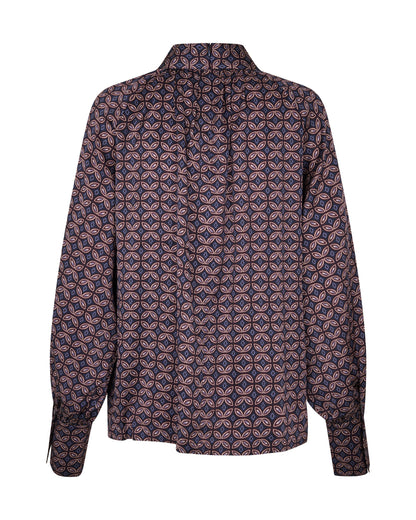 Madelaine Blouse with Drape Detail in Eclipse Moonlight