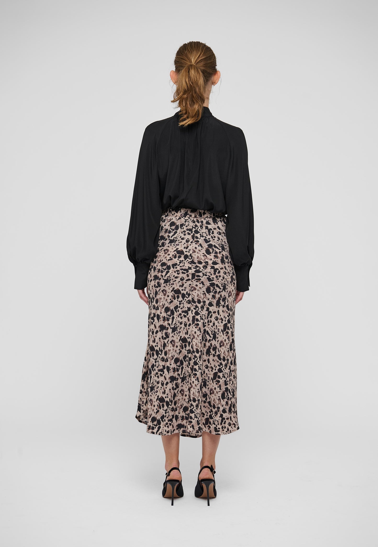 Madelaine Blouse with Drape Detail in Black
