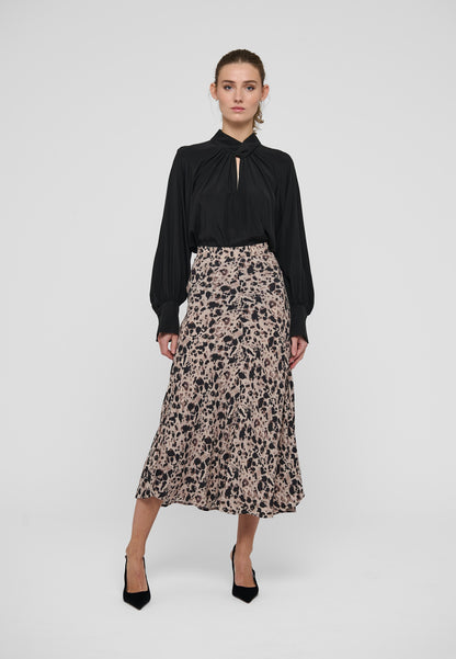 Madelaine Blouse with Drape Detail in Black