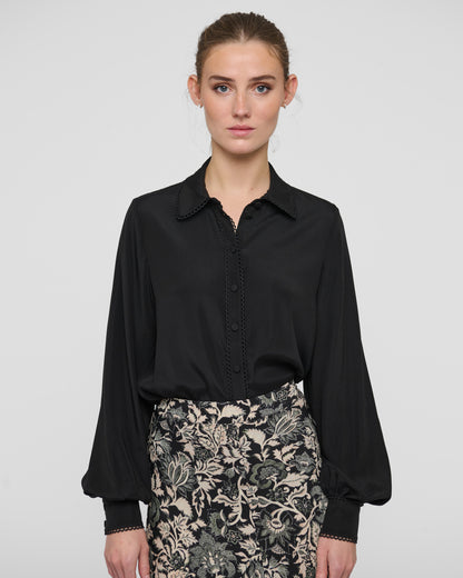 Lena Blouse with Special Trim in Black