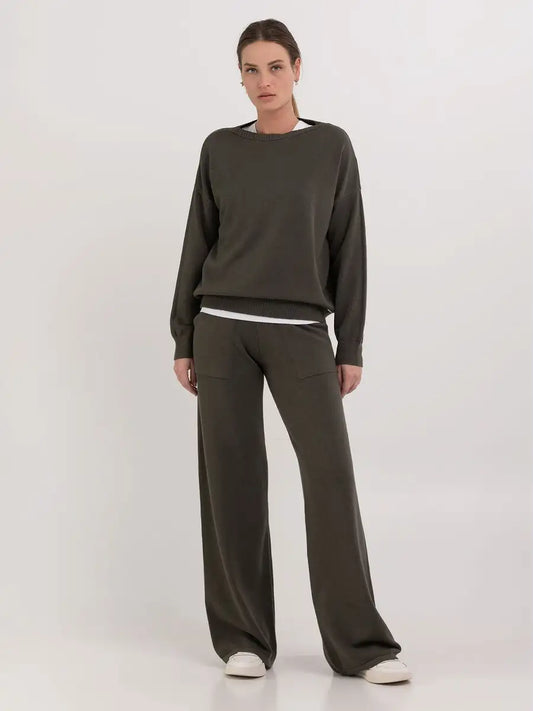 Oversized Crew Neck Sweater Army