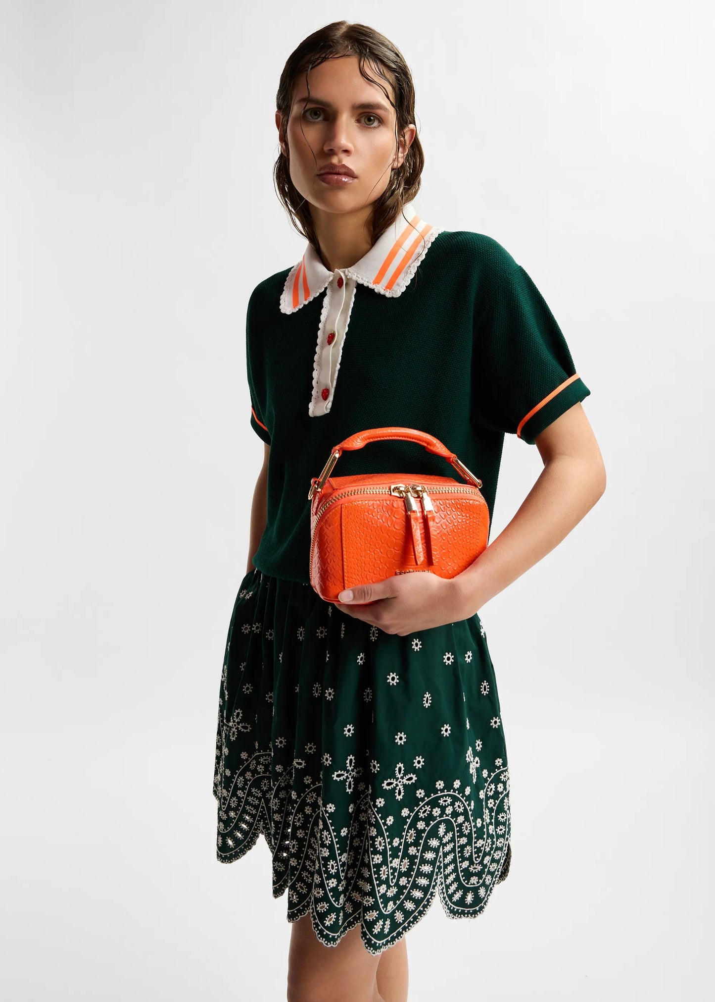 Kontrast Knitted Polo - Bottle Green