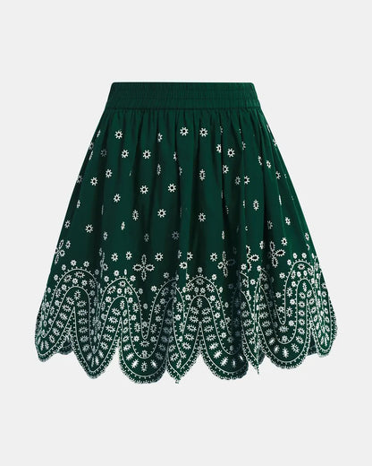 Karter Scallop Edge Miniskirt - Bottle Green
