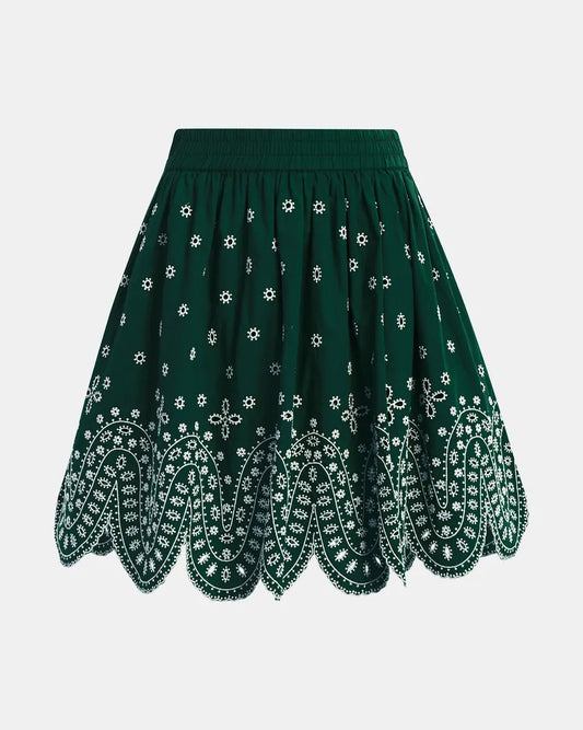 Karter Scallop Edge Miniskirt - Bottle Green