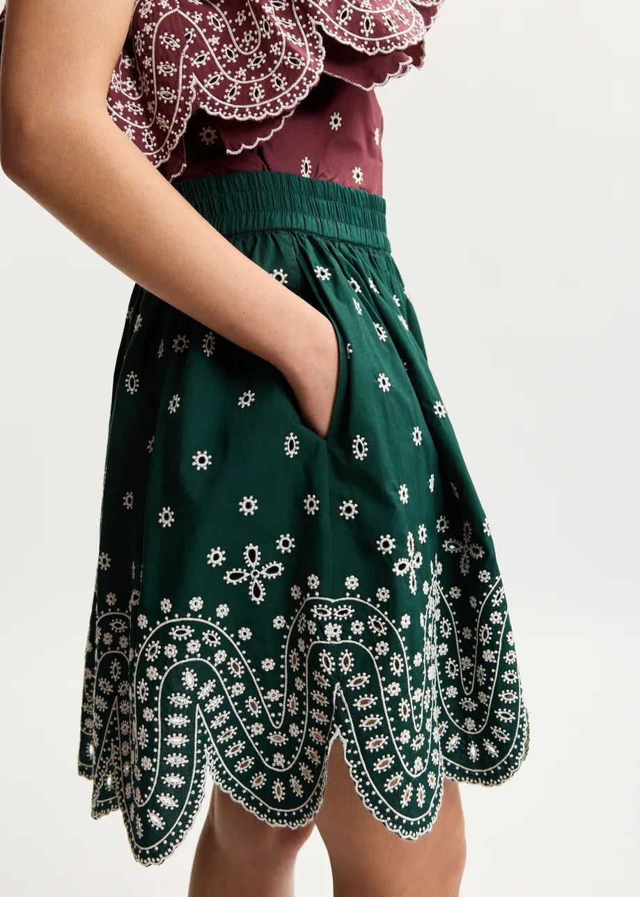 Karter Scallop Edge Miniskirt - Bottle Green
