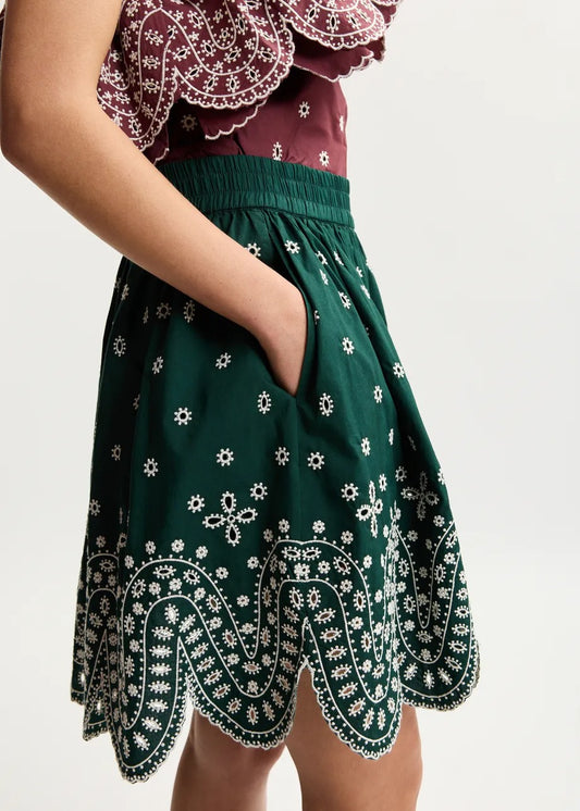 Karter Scallop Edge Miniskirt - Bottle Green