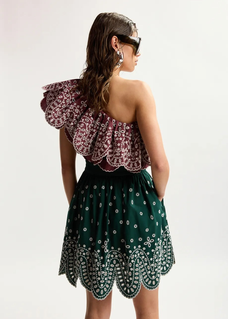 Karter Scallop Edge Miniskirt - Bottle Green