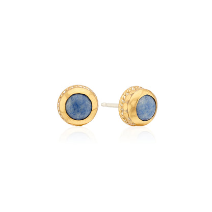 Dumortierite Stud Earrings Gold