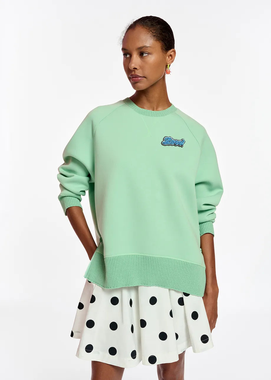 Mint Green Beaded Logo Sweatshirt