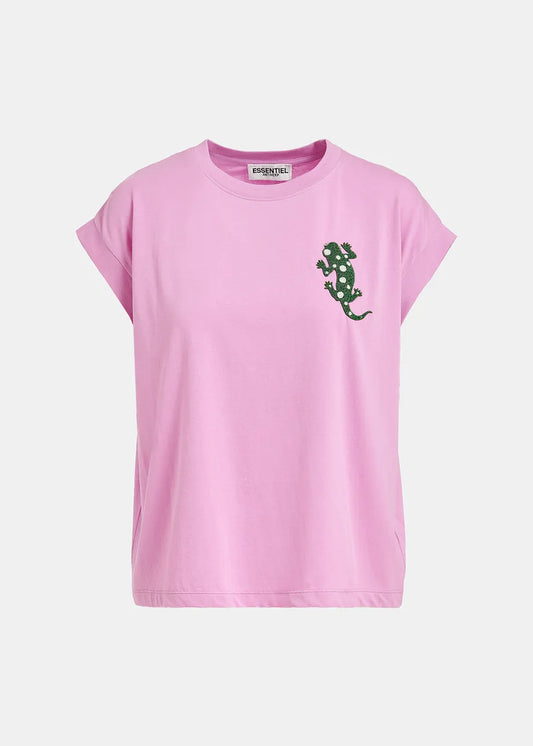 Lilac Organic T-Shirt With Embroidery