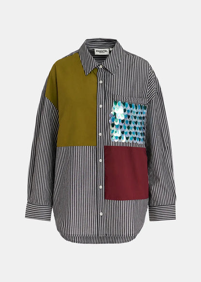 Glam Stripe Patchwork Shirt