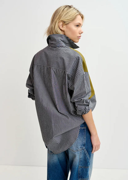 Glam Stripe Patchwork Shirt