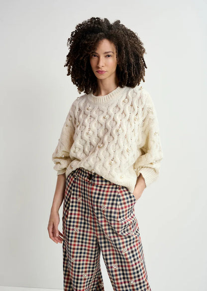 Halpes Pearl Beads Pullover