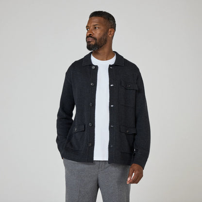 Brecon Charcoal Knitted Overshirt