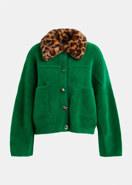 Intention Cardigan With Fur Collar