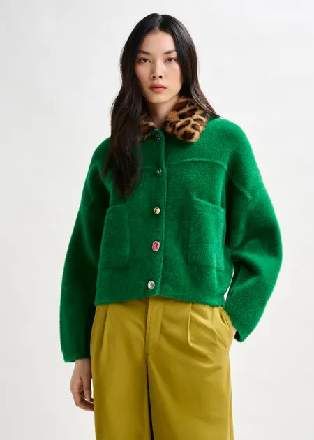Intention Cardigan With Fur Collar