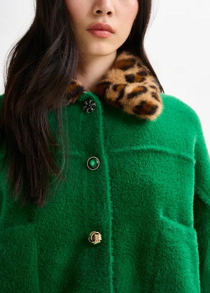 Intention Cardigan With Fur Collar