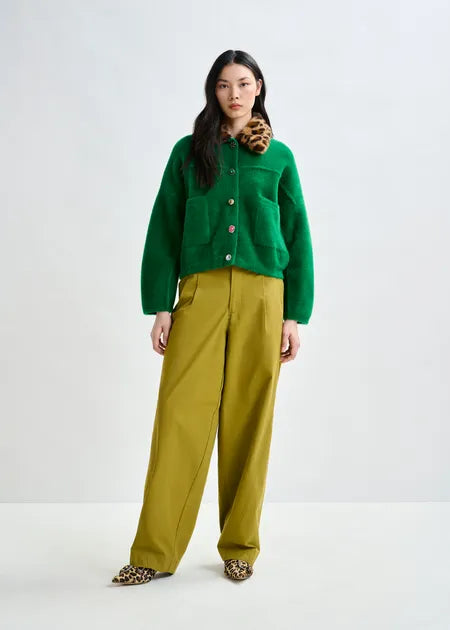 Intention Cardigan With Fur Collar