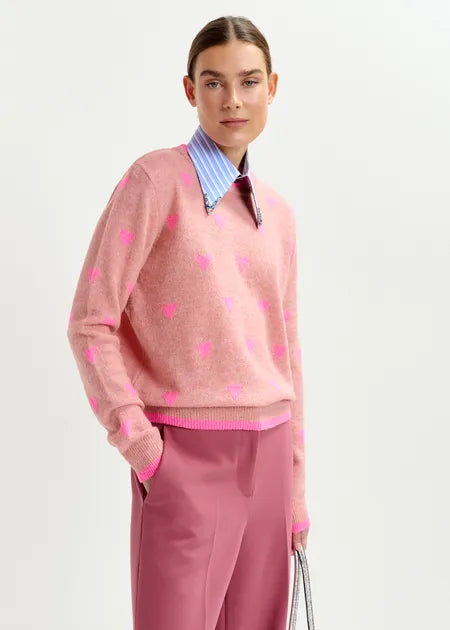 Isa Heart Intarsia Pullover
