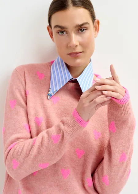 Isa Heart Intarsia Pullover
