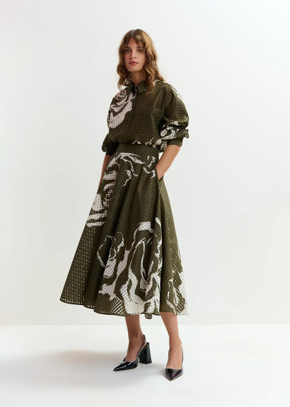 Jango Pleated Midi Skirt