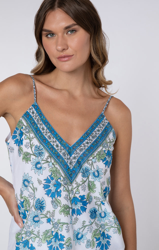Cami Top With Rose Border Print